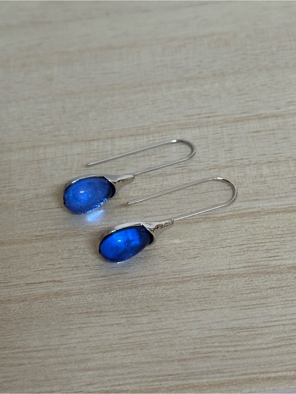Blue Teardrop Silver Earrings